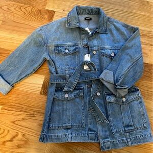 NWT Oversized Belted Denim Jacket